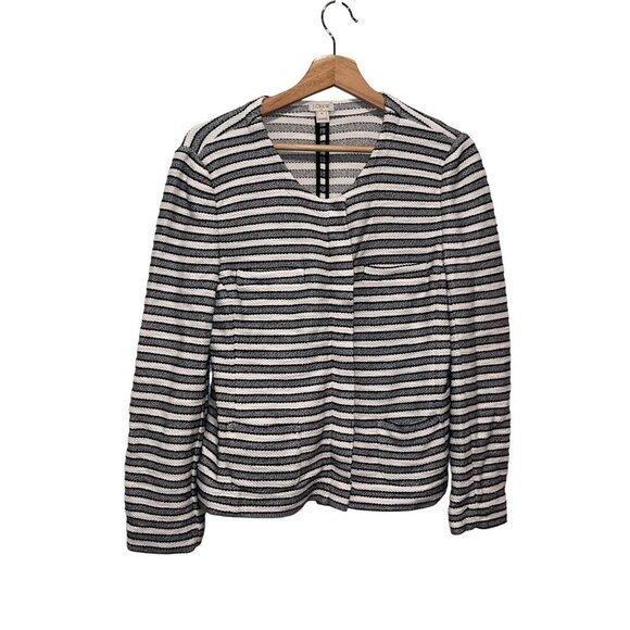 J.Crew Black & White Long Sleeve Striped Tweed  Women's Blazer Jacket Size M - Picture 1 of 16